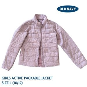 Girls Active Old Navy Packable Jacket Size L (10/12) light mauve pink